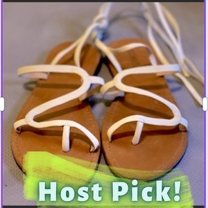 Schutz Urkula ankle wrap White sandals Size 7